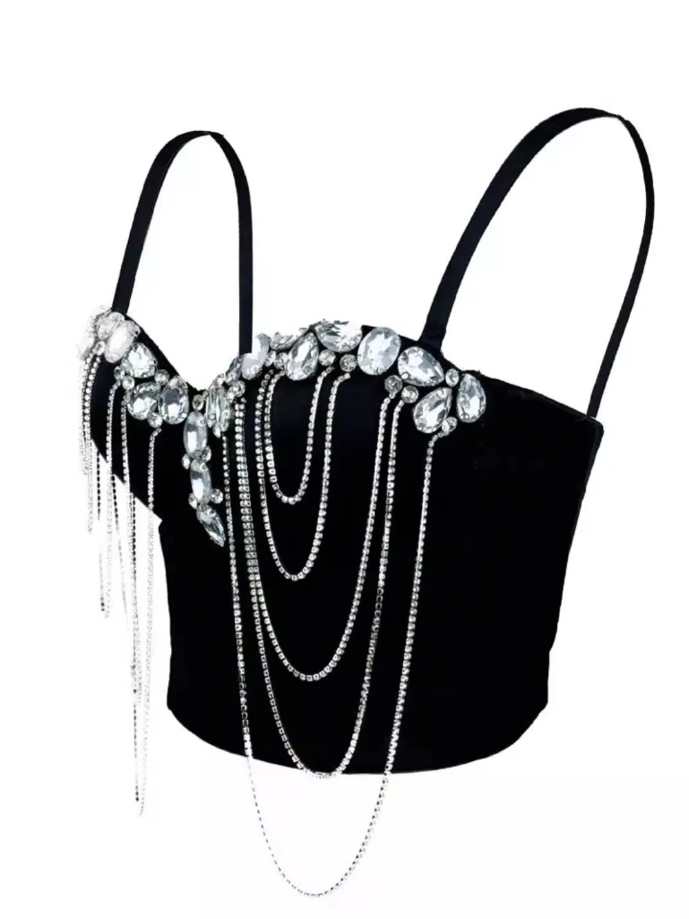 Black Strapless‎ Rhinestone Bustier Top